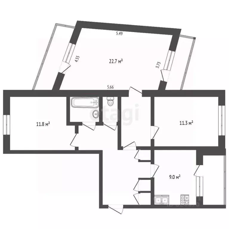 3-к кв. Московская область, Воскресенск Рабочая ул., 110 (75.0 м) - Фото 1