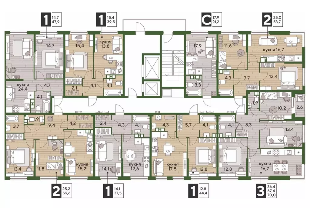 1-к кв. Краснодарский край, Краснодар ул. Анны Ахматовой, 22лит (47.9 ... - Фото 2