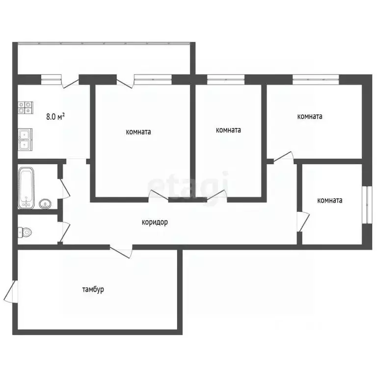 4-к кв. Костромская область, Кострома Профсоюзная ул., 25 (74.4 м) - Фото 2