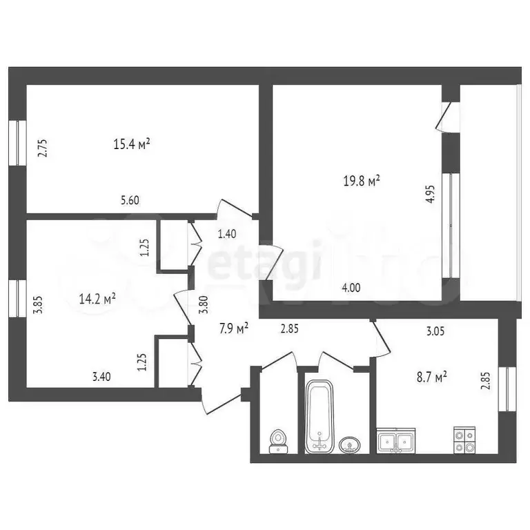 3-к. квартира, 75,9 м, 2/3 эт. - Фото 0