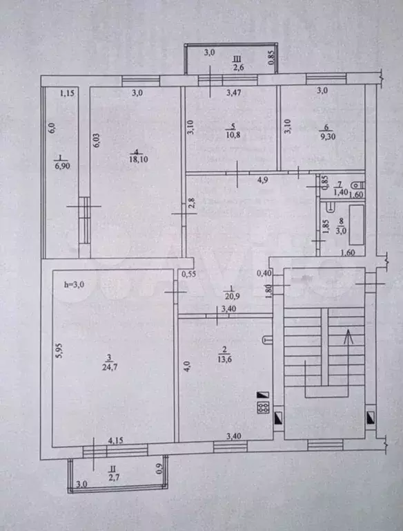 4-к. квартира, 101,8 м, 2/5 эт. - Фото 0