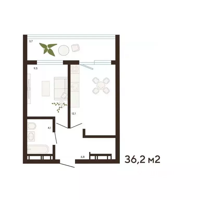 1-к кв. Приморский край, Владивосток Луговая ул. (36.2 м) - Фото 1