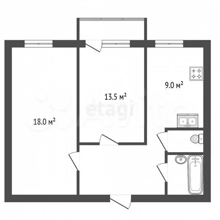 2-к. квартира, 51,1 м, 7/8 эт. - Фото 0
