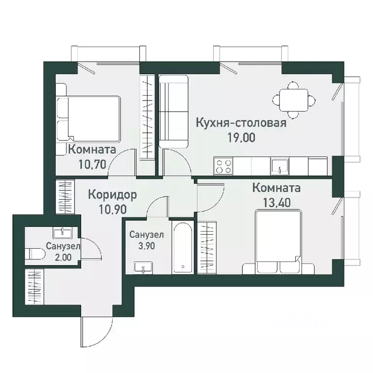 2-к кв. Челябинская область, Челябинский городской округ, пос. ... - Фото 1