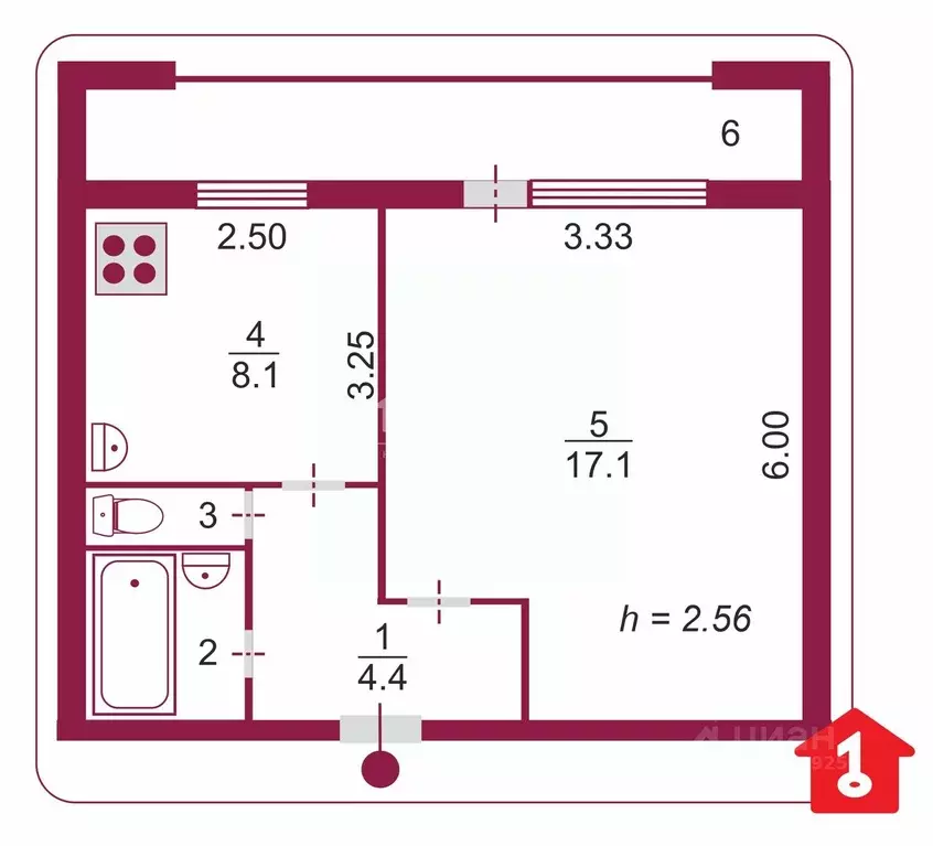 1-к кв. Омская область, Омск ул. Масленникова, 21 (34.1 м) - Фото 2