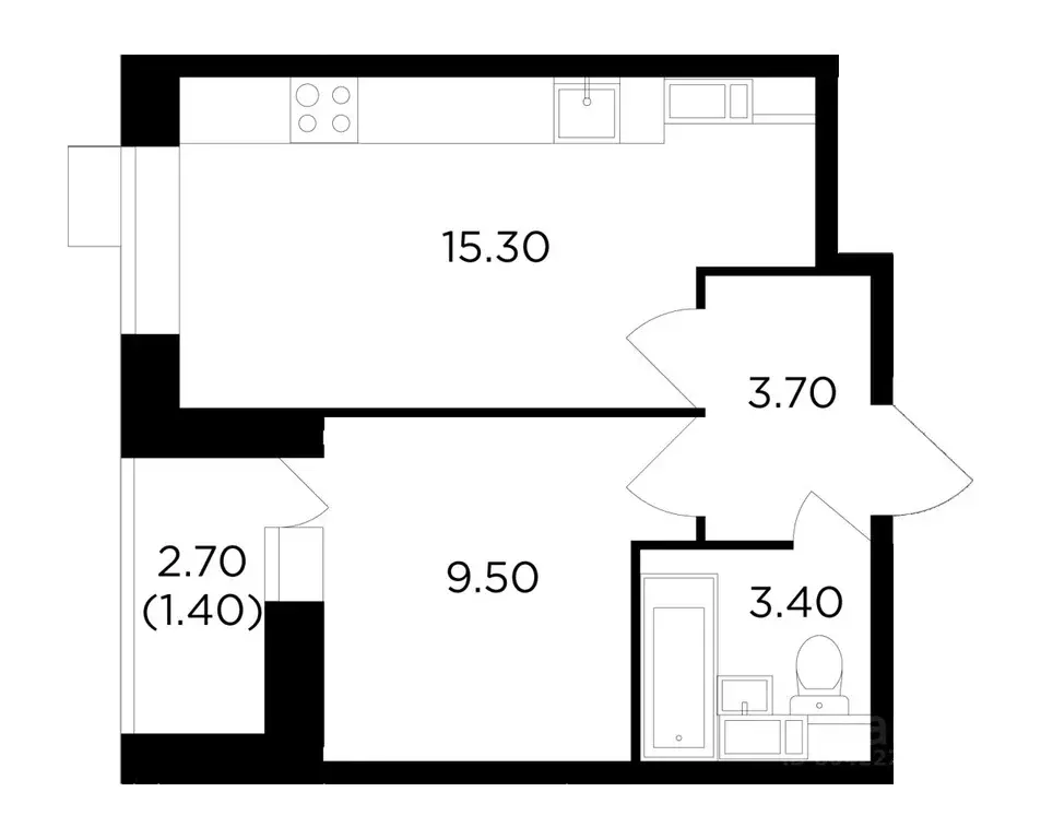 1-к кв. Московская область, Пушкино ул. Сретенская, 1к1 (33.0 м) - Фото 1