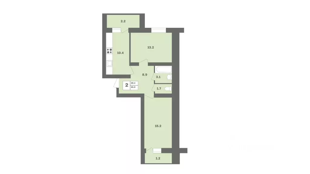 2-к кв. Башкортостан, Уфа Дагестанская ул., лит12 (55.9 м) - Фото 1