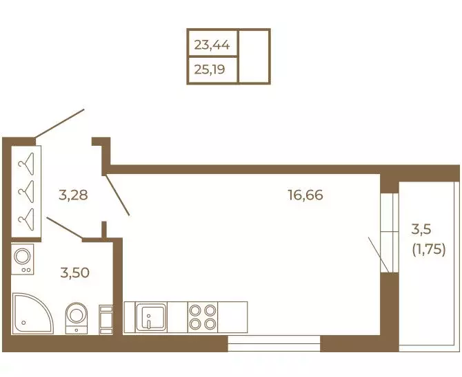 Квартира-студия: Сертолово, Златоглавая улица, 2к2 (25.19 м) - Фото 1