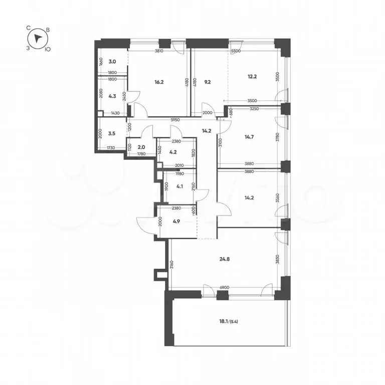 4-к. квартира, 136,9 м, 11/13 эт. - Фото 1