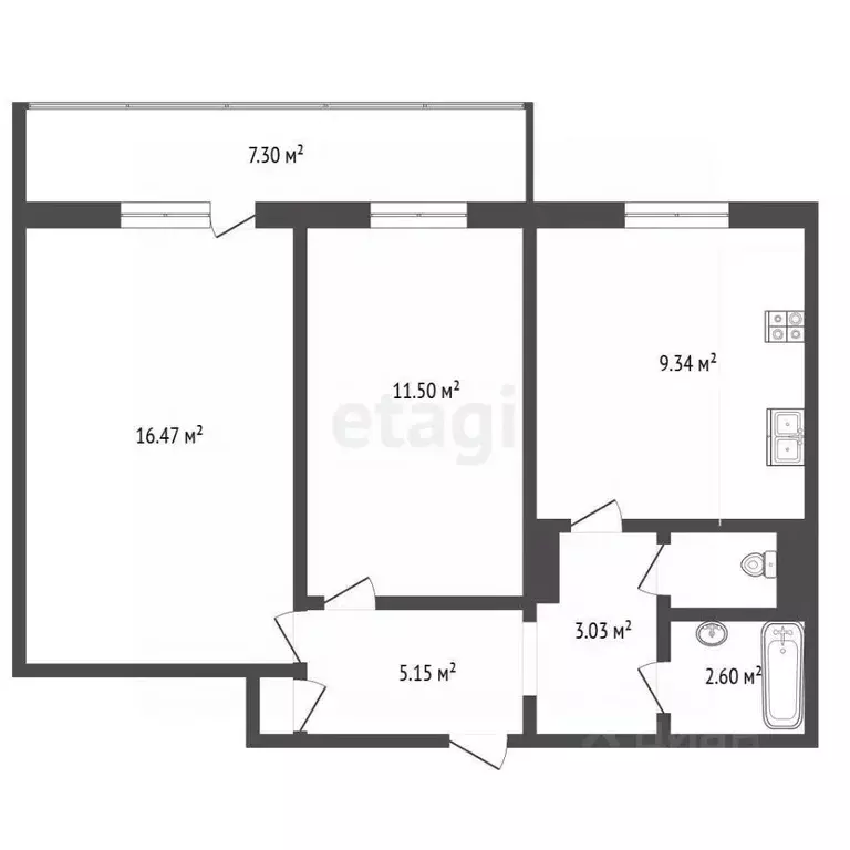 2-к кв. Ярославская область, Ярославль просп. Фрунзе, 65 (44.6 м) - Фото 1