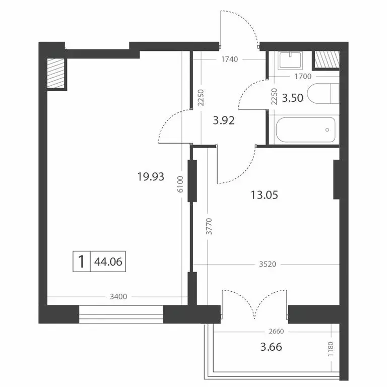 1-комнатная квартира: Тверь, микрорайон Южный (44.06 м) - Фото 2