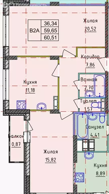 2-комнатная квартира: ярославль, брагинская улица, 18к3 (60 м) - Фото 0