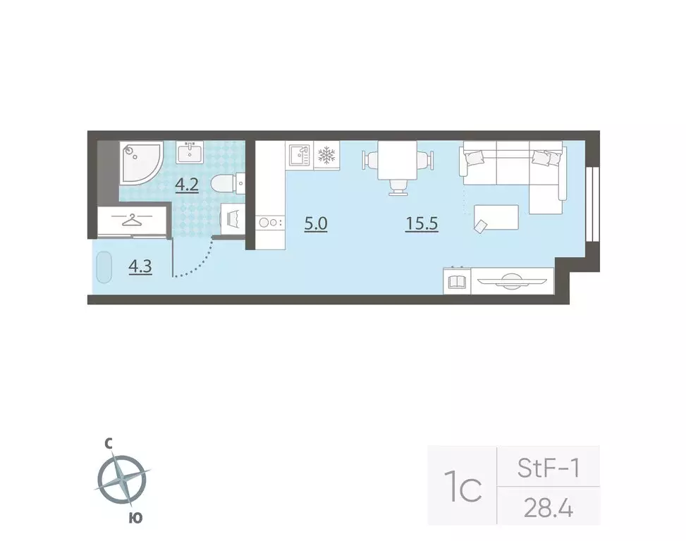 Квартира-студия: Екатеринбург, жилой район Центральный, жилой комплекс ... - Фото 1