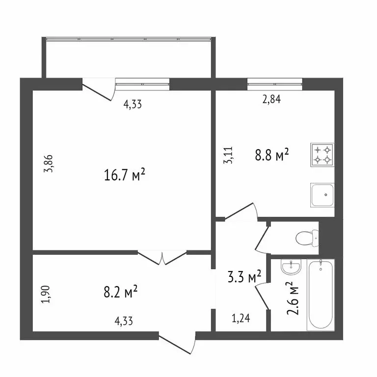 1-комнатная квартира: Красноярск, микрорайон Северный, улица ... - Фото 1