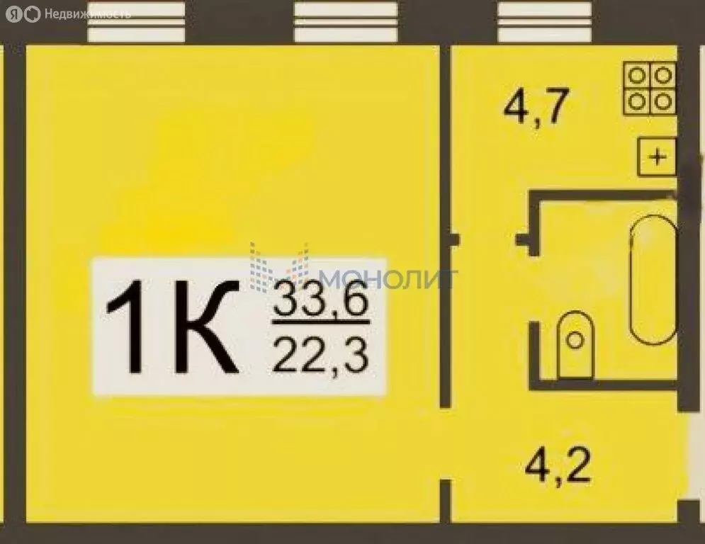 1-комнатная квартира: Нижний Новгород, Московское шоссе, 348 (33.6 м) - Фото 2