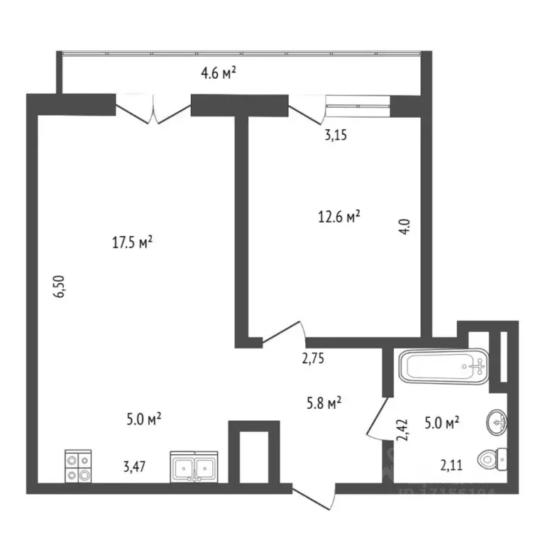 1-к кв. Тюменская область, Тюмень Причальная ул., 9 (45.9 м) - Фото 2