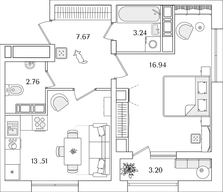 1-к кв. Санкт-Петербург Полюстрово тер.,  (45.72 м) - Фото 0