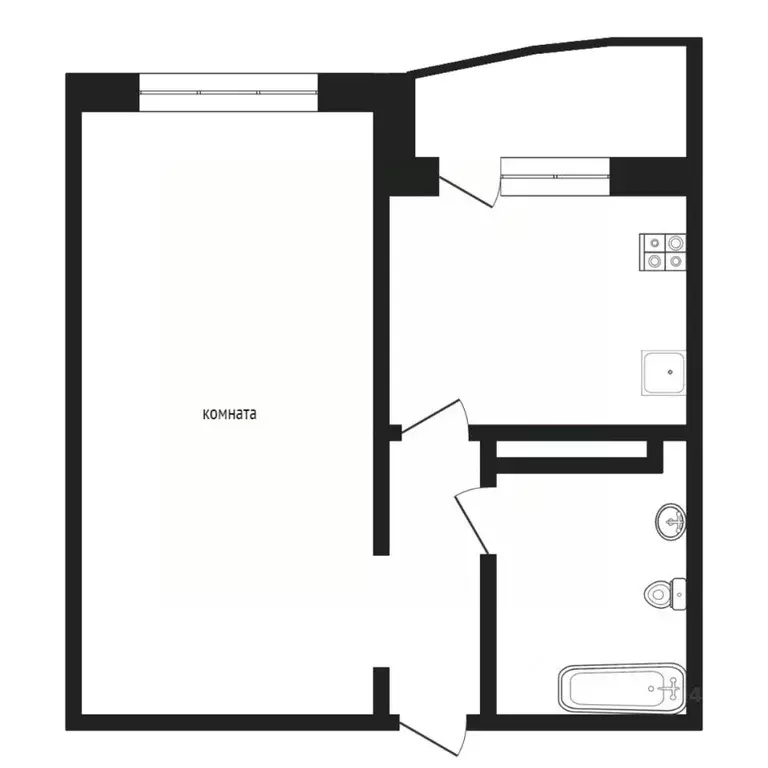 1-к кв. Тюменская область, Тюмень ул. Дмитрия Менделеева, 12к1 (44.0 ... - Фото 2