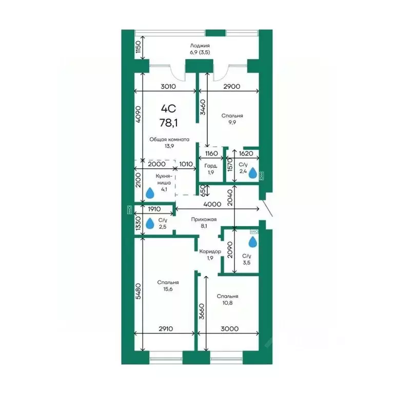 4-к кв. Алтайский край, Барнаул Просторная ул., 390к1 (78.1 м) - Фото 1