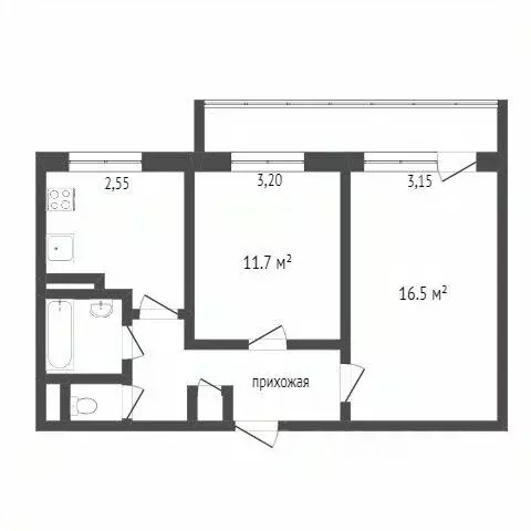 2-к кв. Белгородская область, Белгород ул. Победы, 83 (45.5 м) - Фото 2
