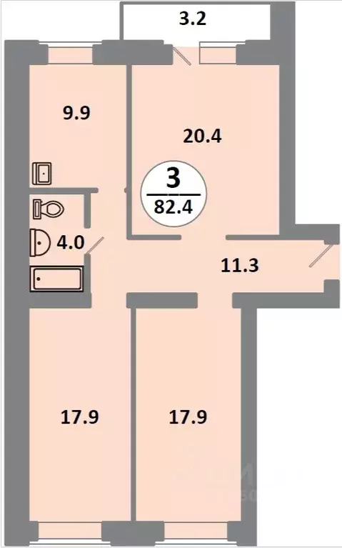 3-к кв. Красноярский край, Красноярск просп. 60 лет Образования СССР, ... - Фото 1