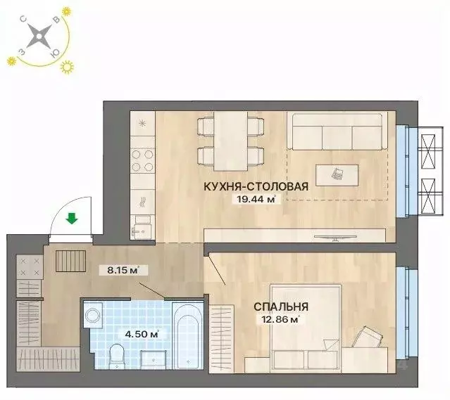 1-к кв. Свердловская область, Екатеринбург Академический мкр, 15-й ... - Фото 0