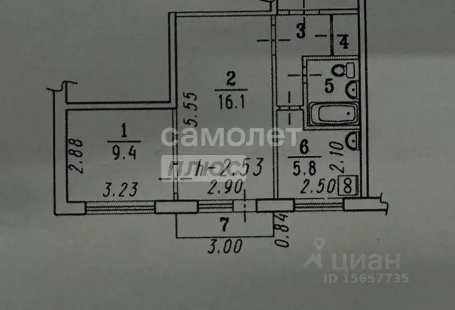 2-к кв. Омская область, Омск Краснознаменная ул., 21В (39.0 м) - Фото 2