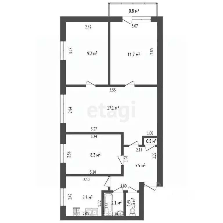 4-к кв. Башкортостан, Стерлитамакский район, Куганакский сельсовет, с. ... - Фото 2