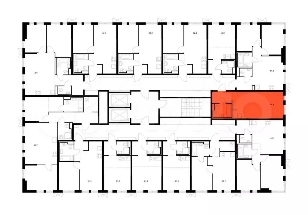 Квартира-студия, 29,3 м, 4/12 эт. - Фото 1