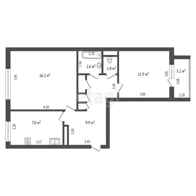 2-к кв. Калужская область, Дзержинский район, Товарково городское ... - Фото 2