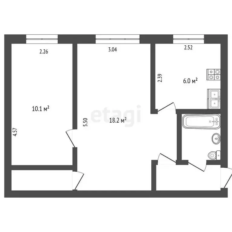 2-комнатная квартира: Пермь, улица Советской Армии, 27 (41.7 м) - Фото 0