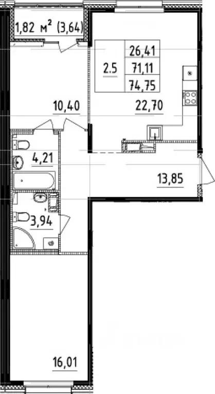 2-к кв. Санкт-Петербург Белоостровская ул., 10к2 (74.75 м) - Фото 0