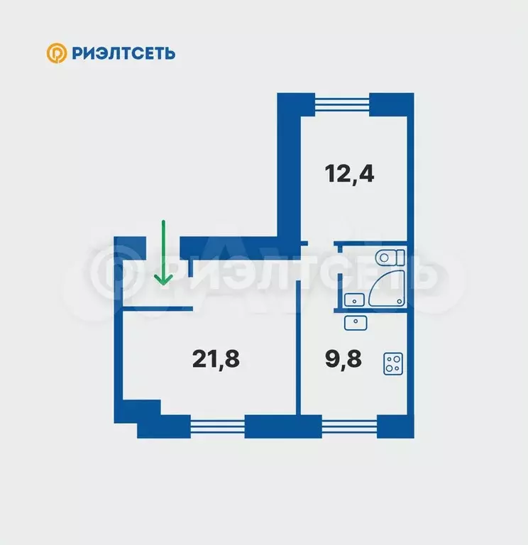 2-к. квартира, 52 м, 2/7 эт. - Фото 0