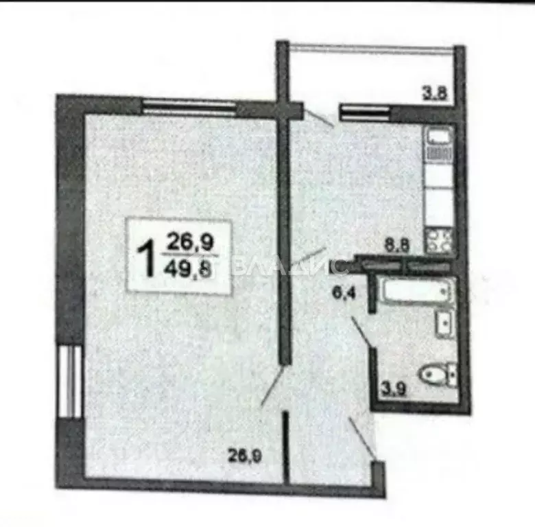 1-к кв. Пензенская область, Пензенский район, Засечный сельсовет, с. ... - Фото 2