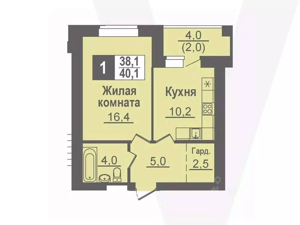 1-к кв. Новосибирская область, Кольцово рп ул. Благовещенская, 2 (40.1 ... - Фото 0