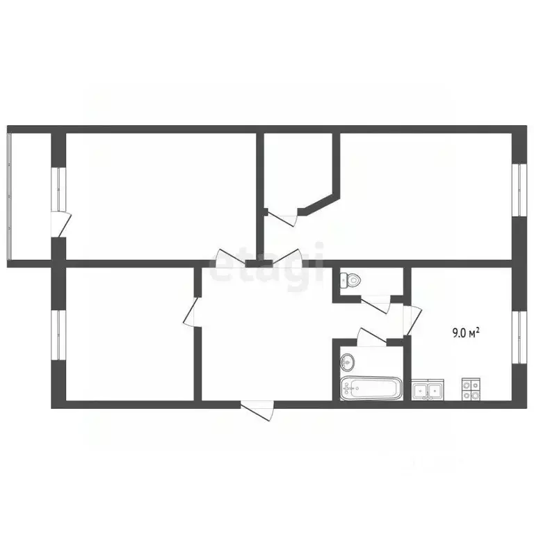3-к кв. Севастополь ул. Александра Косарева, 9 (80.0 м) - Фото 2