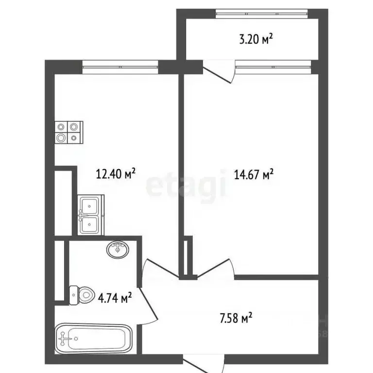 1-к кв. Калининградская область, Гурьевский муниципальный округ, пос. ... - Фото 2