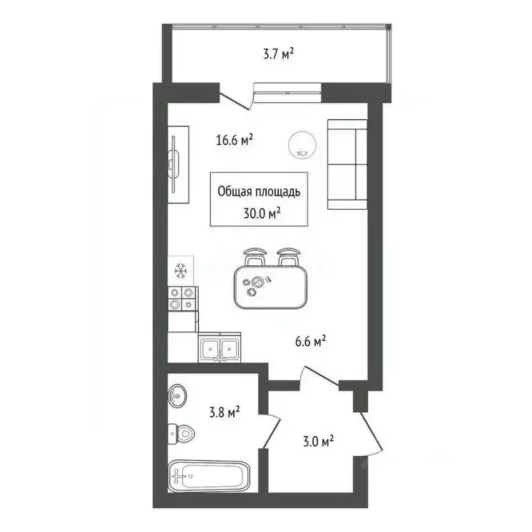Студия Новосибирская область, Бердск ул. Ленина, 114 (29.3 м) - Фото 1