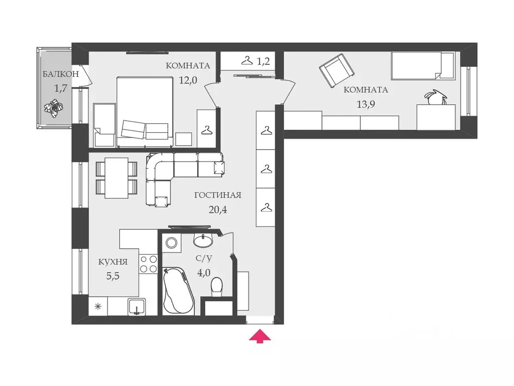 3-к кв. Санкт-Петербург Пулковская ул., 11К2 (57.4 м) - Фото 2