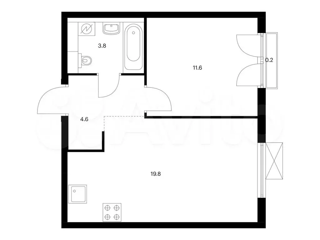 1-к. квартира, 40 м, 5/9 эт. - Фото 0