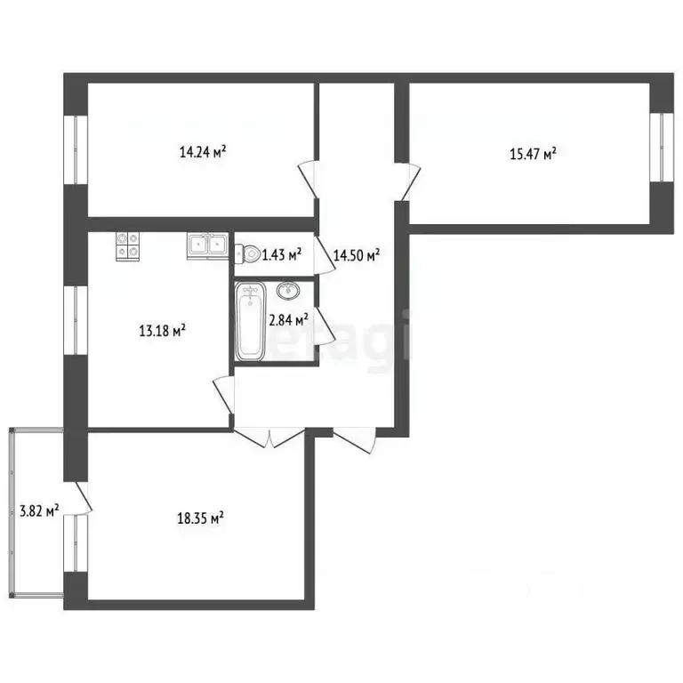 3-к кв. Мордовия, Саранск ул. Васенко, 7Гк2 (80.0 м) - Фото 2