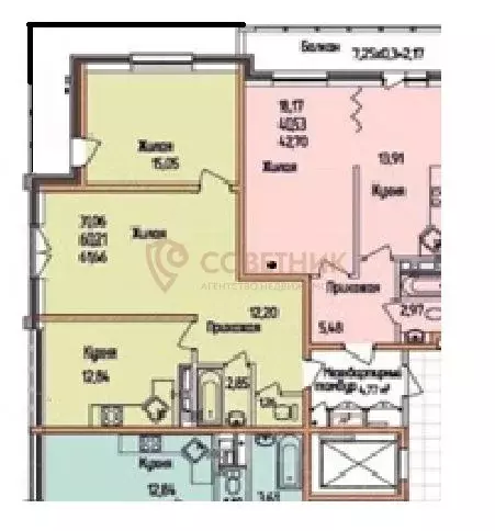 2-к кв. Краснодарский край, Краснодар ул. Домбайская, 10/1к2 (60.1 м) - Фото 2