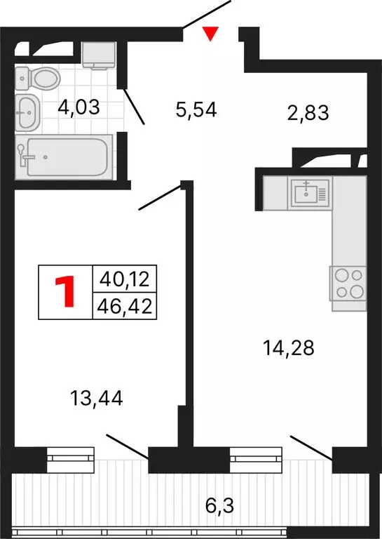 1-комнатная квартира: Екатеринбург, Комсомольская улица, 72А (46.42 м) - Фото 2
