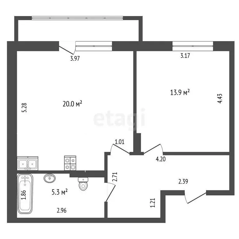 1-комнатная квартира: Тюмень, улица Андрея Бушуева, 2 (48 м) - Фото 1