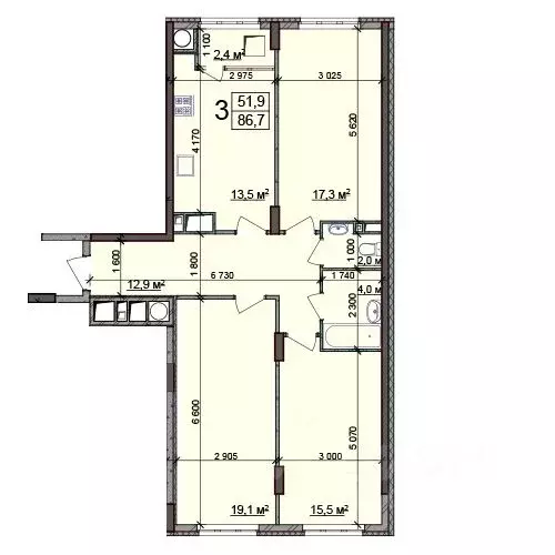 3-к кв. Рязанская область, Рязань Быстрецкая ул., 18к1 (86.7 м) - Фото 0