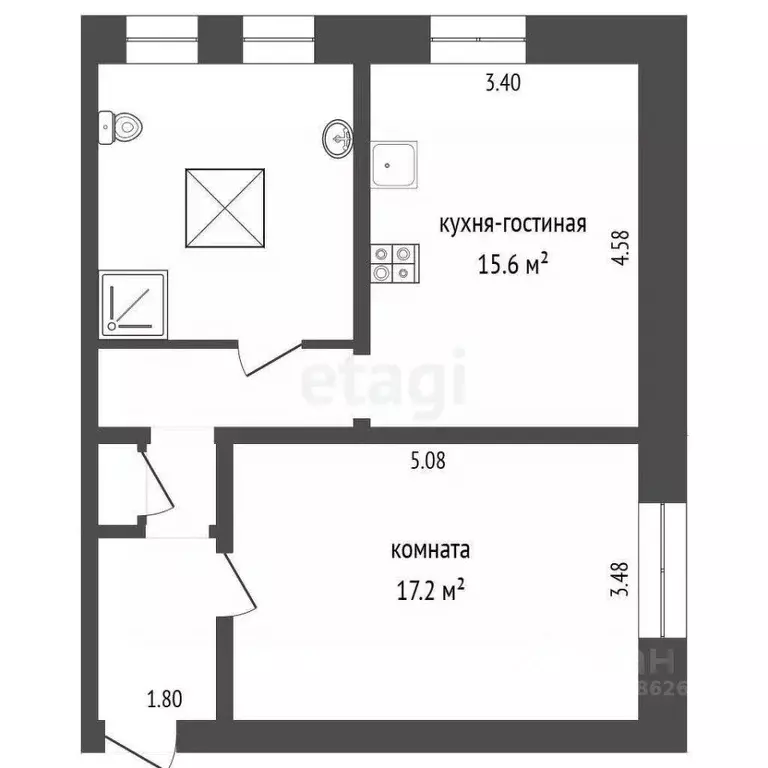 1-к кв. Калужская область, Калуга Тульский проезд, 1 (52.9 м) - Фото 2