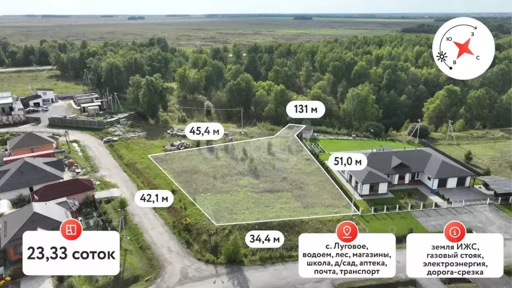 Участок в Тюменская область, Тюменский муниципальный округ, с. Луговое ... - Фото 0