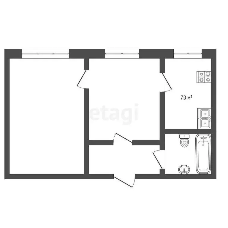 2-комнатная квартира: Петропавловск-Камчатский, Бийская улица, 8 (42.2 ... - Фото 0