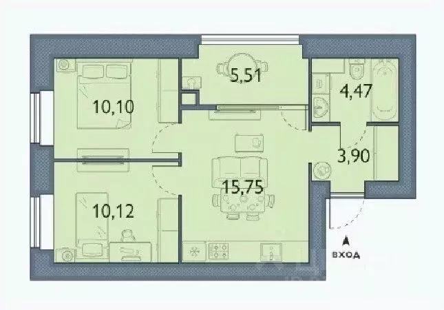 2-к кв. Брянская область, Брянский район, пос. Мичуринский, ... - Фото 1