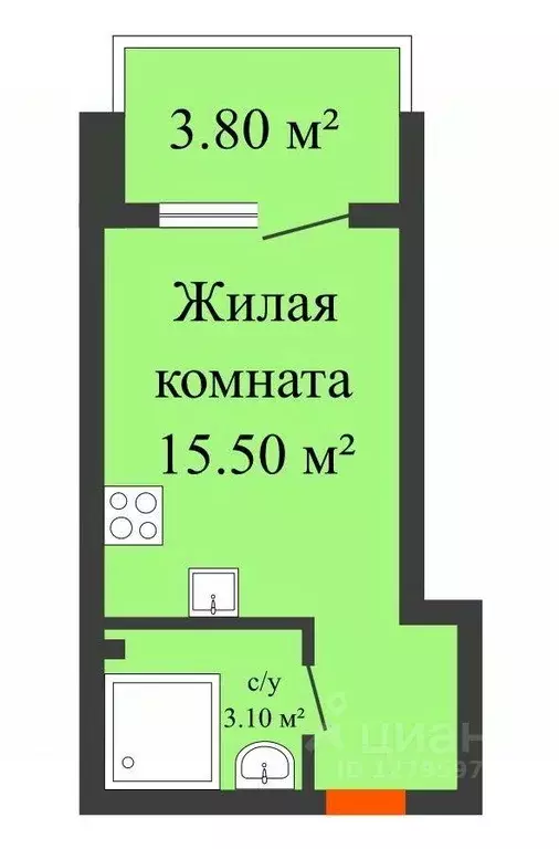 Квартира, студия, 23.2 м - Фото 0